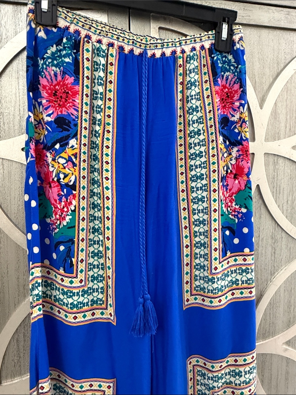 Flying Tomato Royal Blue Floral Border Palazzo pants - Picture 4 of 5